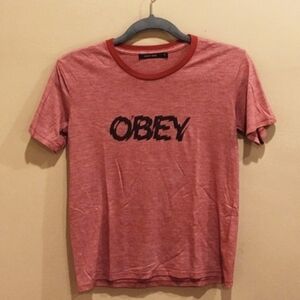 OBEY Maroon Graphic T-Shirt XS